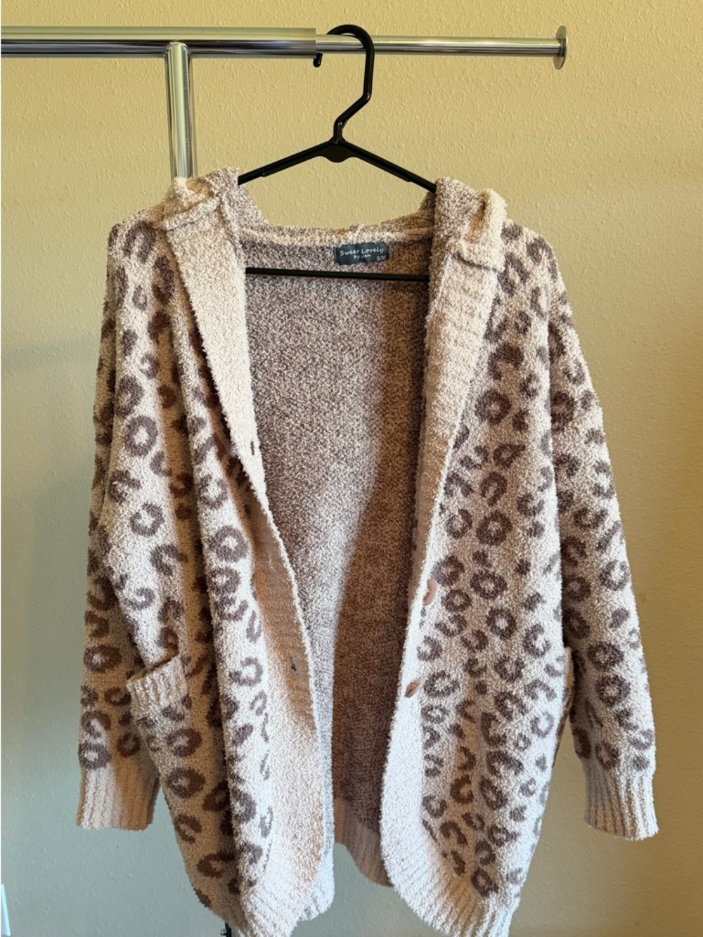 Sweet Love Beige and Brown Leopard Hooded Cardigan